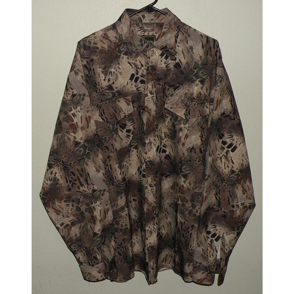 PRYM1 Camo Men’s 2XL XXL LS Button Shirt Cool Camo Pattern 100% Polyester